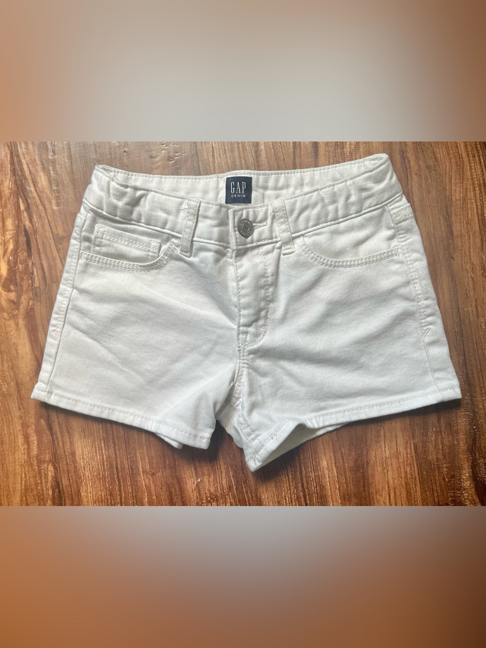 GAP White Denim Regular Stretch Shortie Short Jean Shorts | Girls Size 10